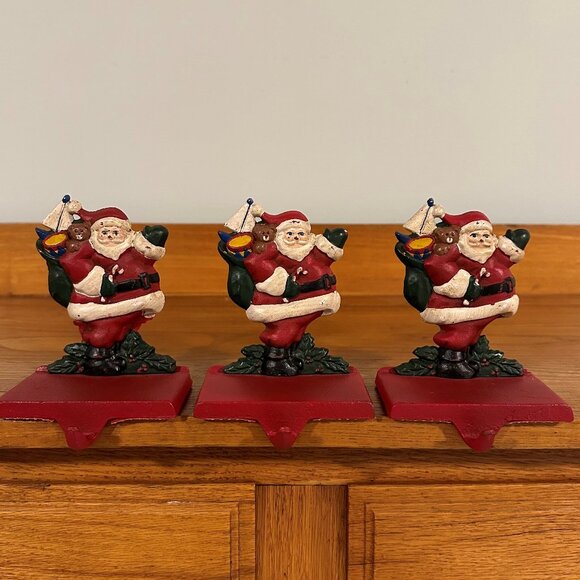 Vintage Midwest of Cannon Falls SANTA Christmas Stocking Holders X 3 - Picture 1 of 12